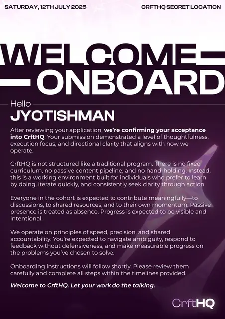 Selected for the CrftHQ Fellowship